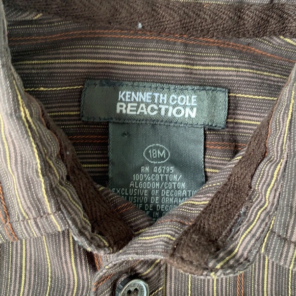 Kenneth Cole Reaction Brown Button Down Shirt Boys - Picture 5 of 9